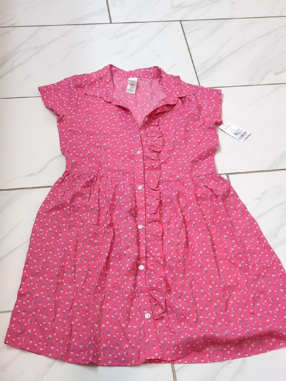 Carter's Pink Floral Ruffle Button-Front Casual Dress